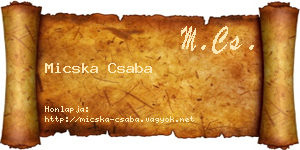 Micska Csaba névjegykártya
